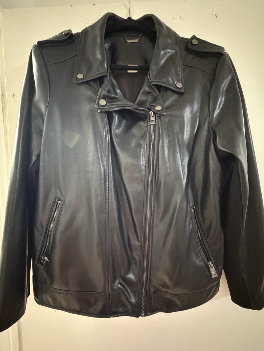 Chico's Black Faux Leather Moto Jacket